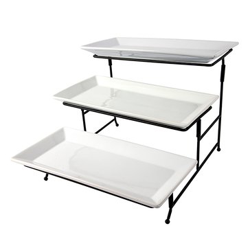 Gibson Elite Gracious Dining 3-Tier Serving Set with Plates
