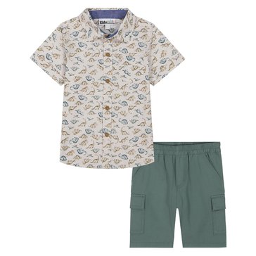Kids Headquarters Toddler Boys' Dino Print Woven Shorts Set, 2-Piece